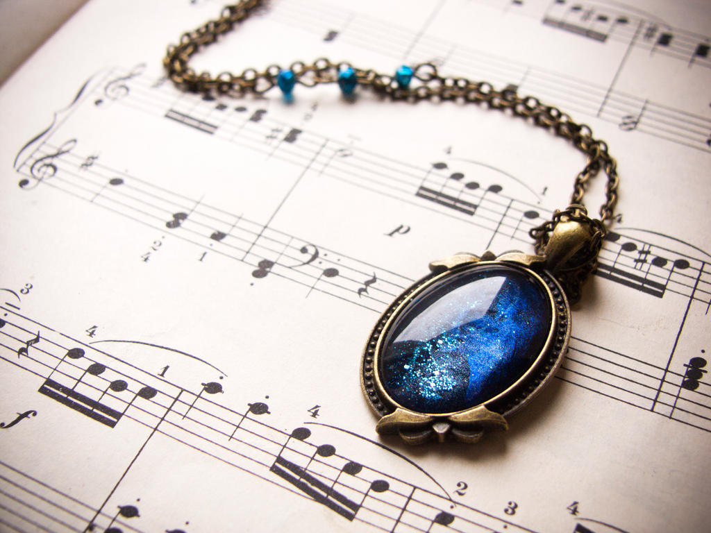 Hand painted space necklace