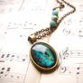 Northern lights hand painted necklace