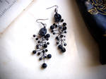 Black skull - wire and glass earrings by OkeMani