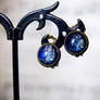 Hand painted glass clip on earrings - space