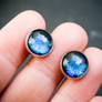 Night sky - hand painted glass earrings