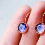 Lavender and gold - hand painted glass earrings