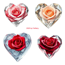 Rose Crystal Hearts png free