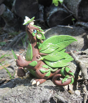 Forest Dragon and Moth Polymer Clay Dice Dragon