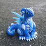 Frost Blue and White Polymer Clay Dice Dragon