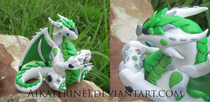 White Green Xbox 360 Polymer Clay Dragon