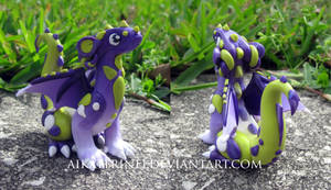 Royal Purple and Wasabi Green Polymer Clay Dragon