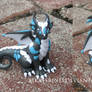 Slate Grey Teal and White Polymer Clay Dice Dragon