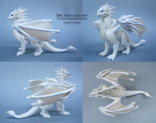Custom White Polymer Clay Dragon