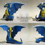 Blue and Yellow Rune Polymer Clay Dragon
