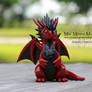 Red and Black Spiky Hexagon Dragon Sculpture