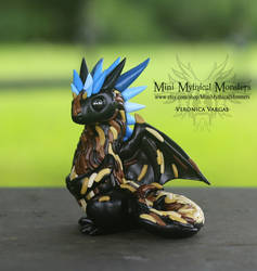 Haystacks Black Blue Brown Dragon Sculpture