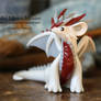 White Red and Gray Polymer Clay Dragon