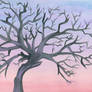 Watercolor Sunset Tree