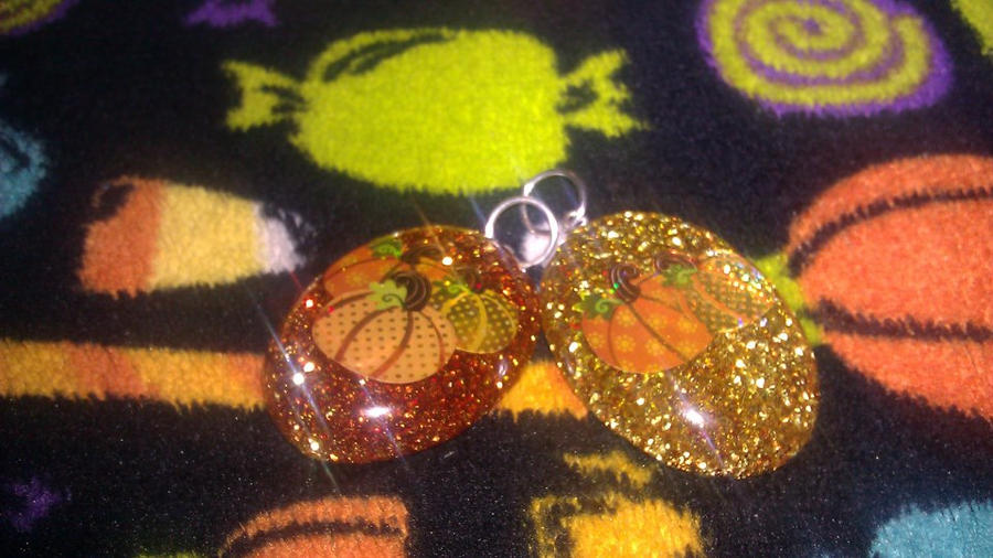 Pumpkin Holographic glitter charms
