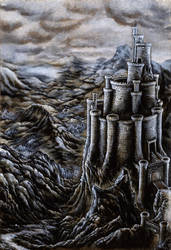 Postcard 3: Castle on a Precipice (painted)