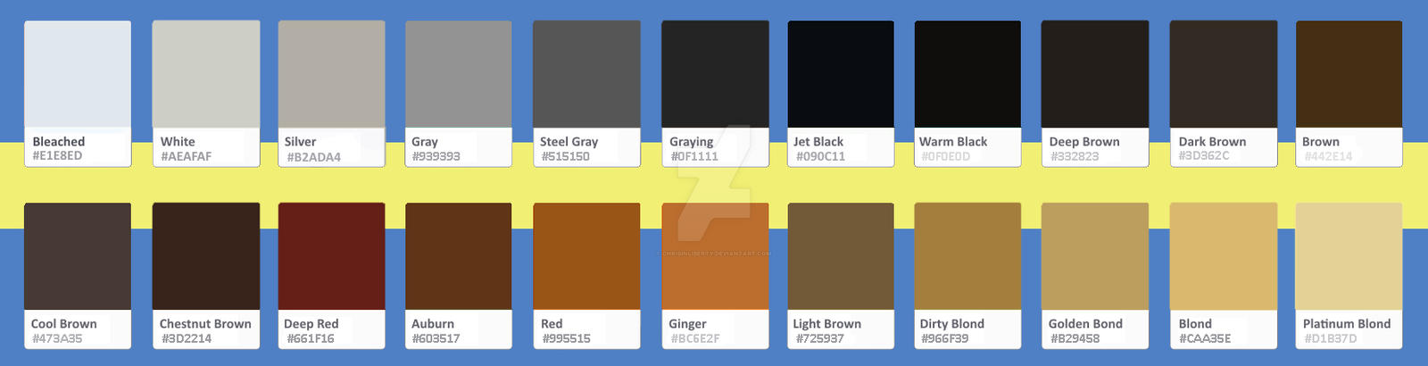 Fallout 4 Hair Color Palette by ChrisinLiberty on DeviantArt