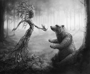 Bear Gets Claws from Forest Spirit by TeroPorthan