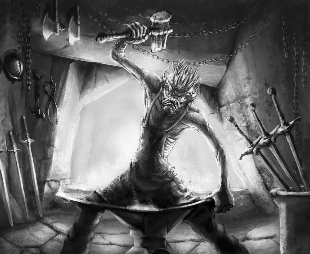 Goblin Blacksmith by TeroPorthan