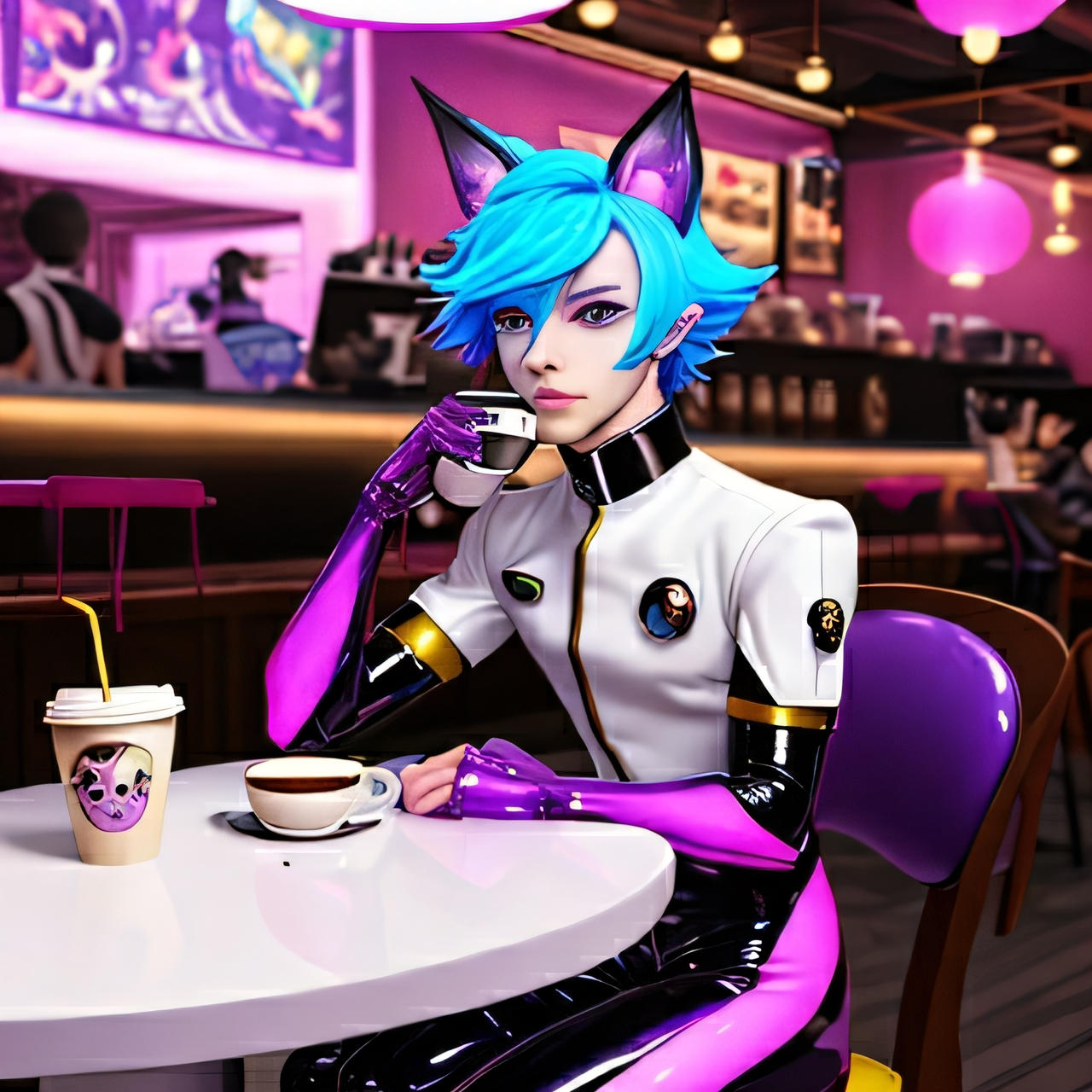 Catboy getting coffee by fawsums on DeviantArt
