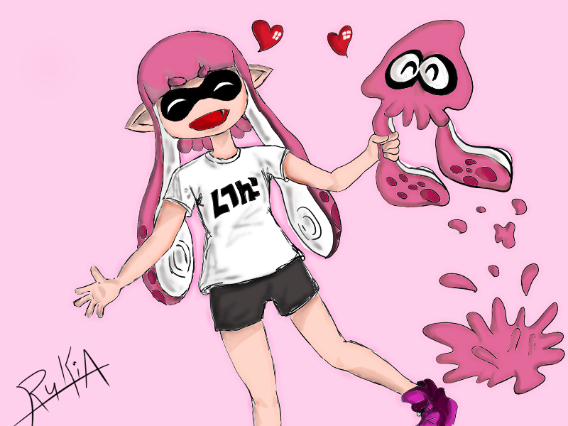 Pink Inkling Sitting Inkling Girl Pink by RukiaStrega on DeviantArt