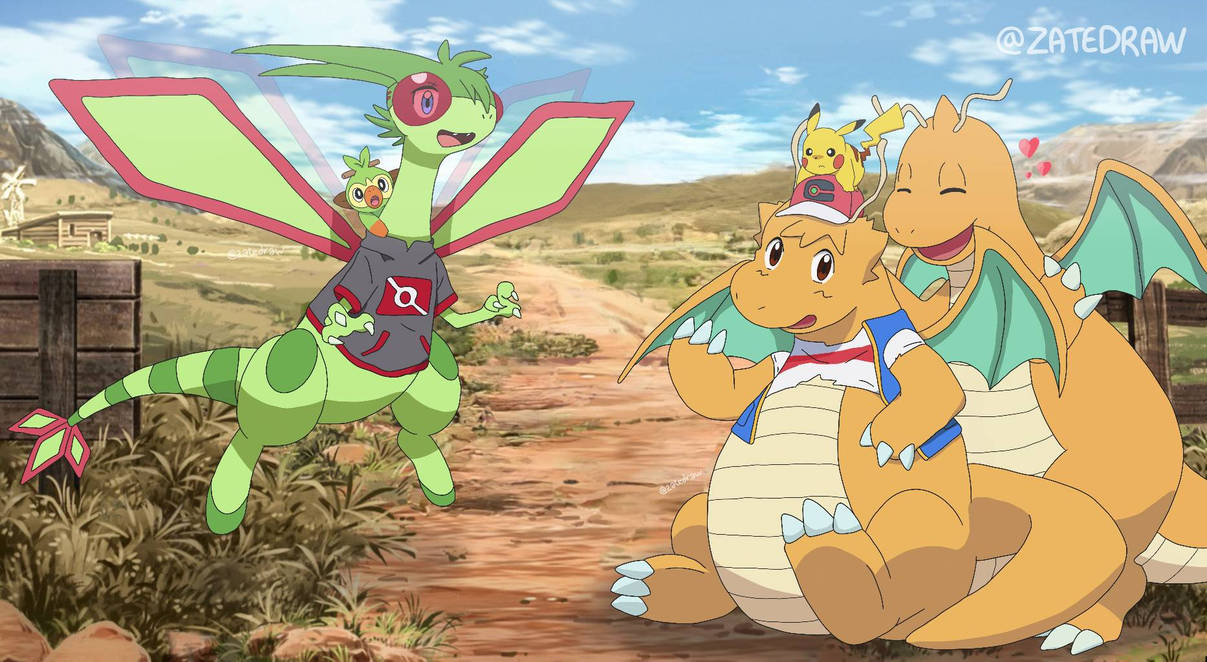 Ash as Dragonite and Goh as Flygon by ZateDraw on DeviantArt
