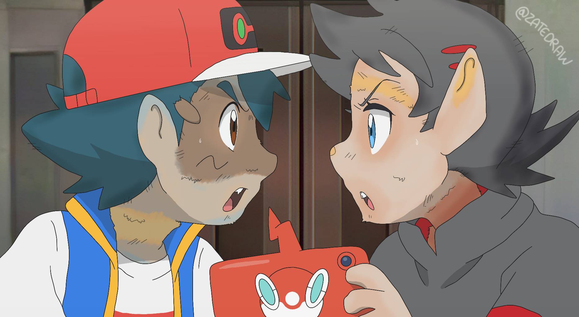 Ash's Riolu and Goh's Raboot TF (part 1) by ZateDraw on DeviantArt