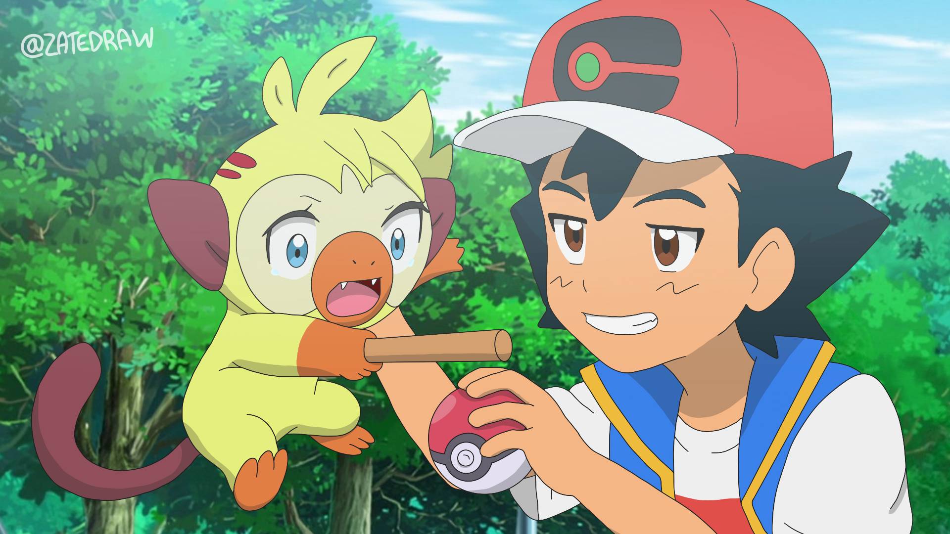 Goh as Grookey by ZateDraw on DeviantArt