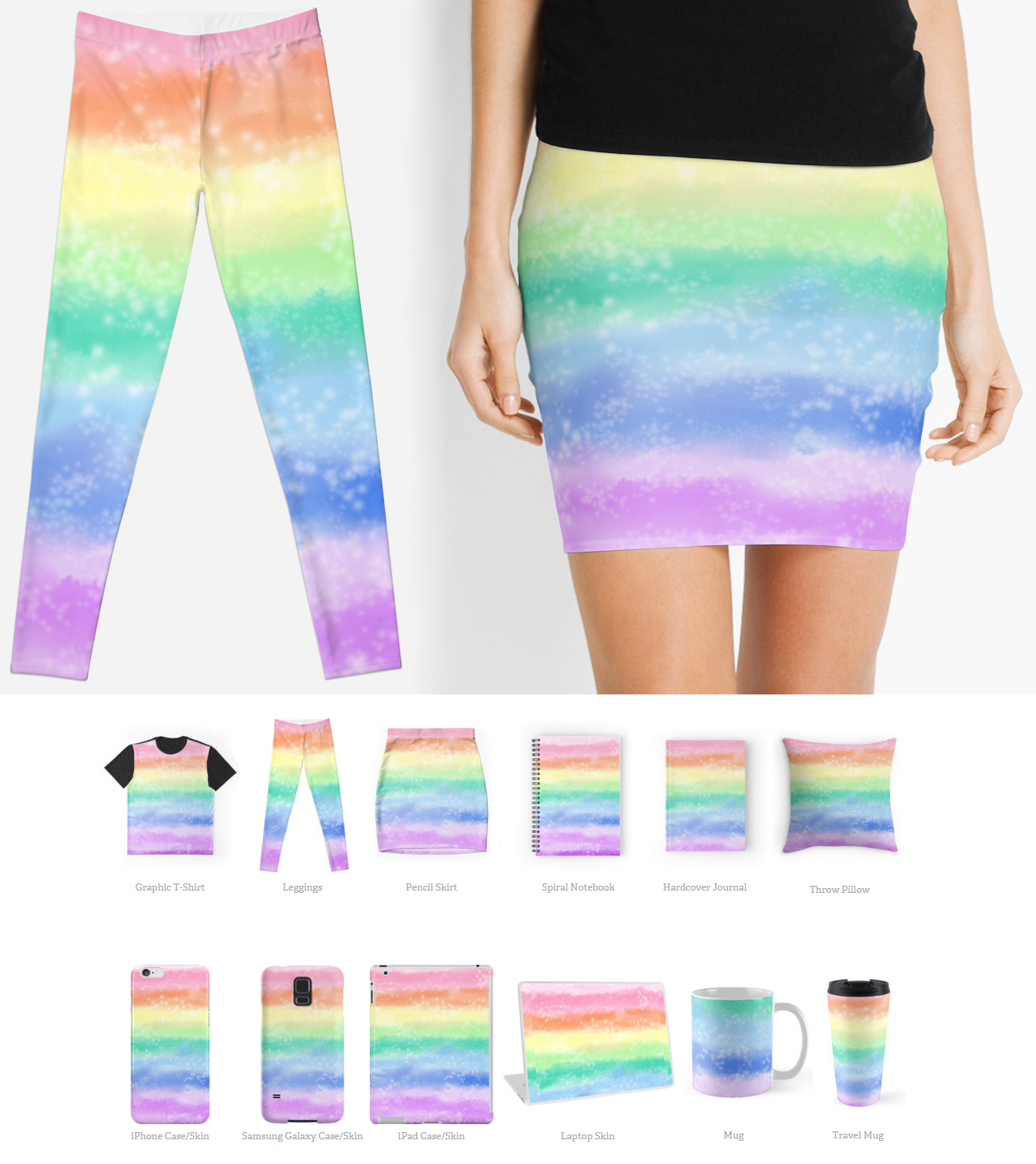 Pastel Rainbow Leggings, Skirts, and Accessories~