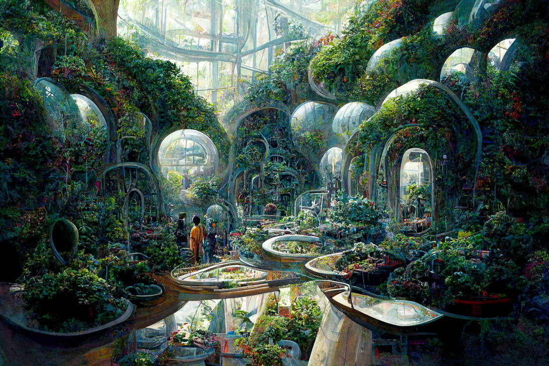 Lush Solarpunk interior of future Hanging Gardens by orinz on DeviantArt