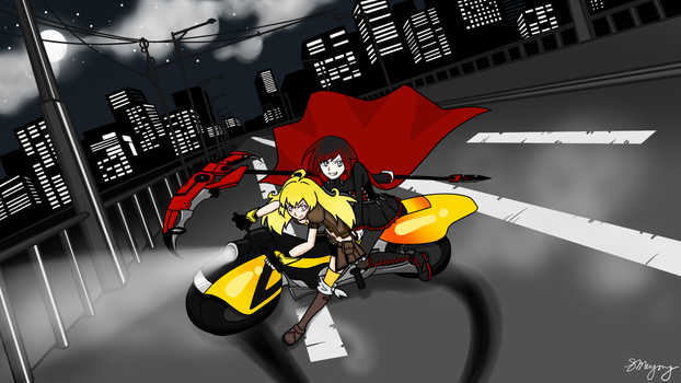 Ruby and Yang on Yang's motorcycle