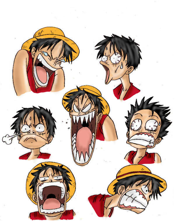 Luffy's expressions coloured by MiniAliceSuperstar on DeviantArt