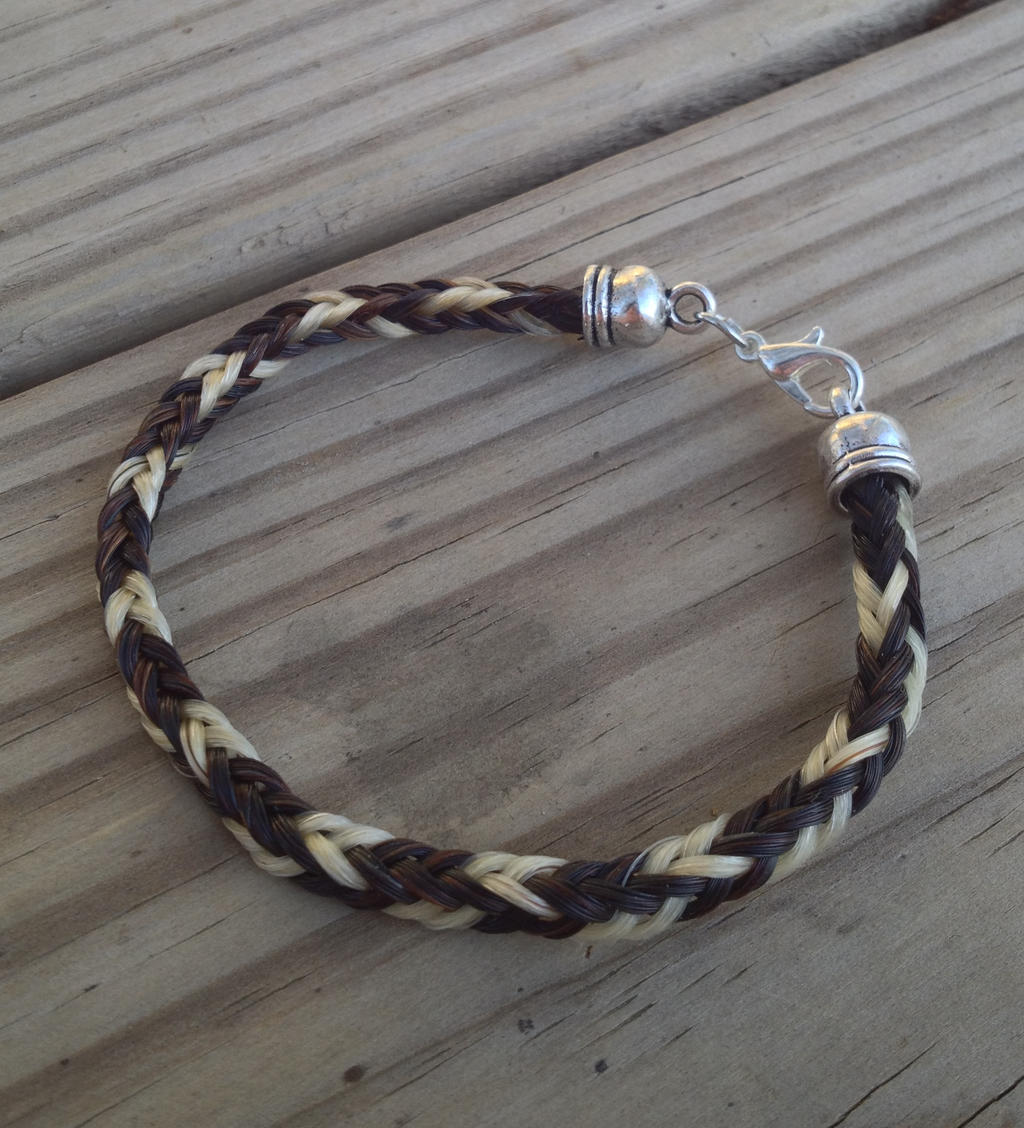 Braided Horsehair Bracelet - Brown and White