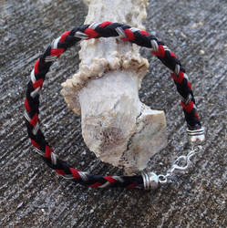 Braided Horsehair Bracelet - Red/Black/Gray