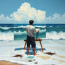 A Painter Using The Sea As A Canvas