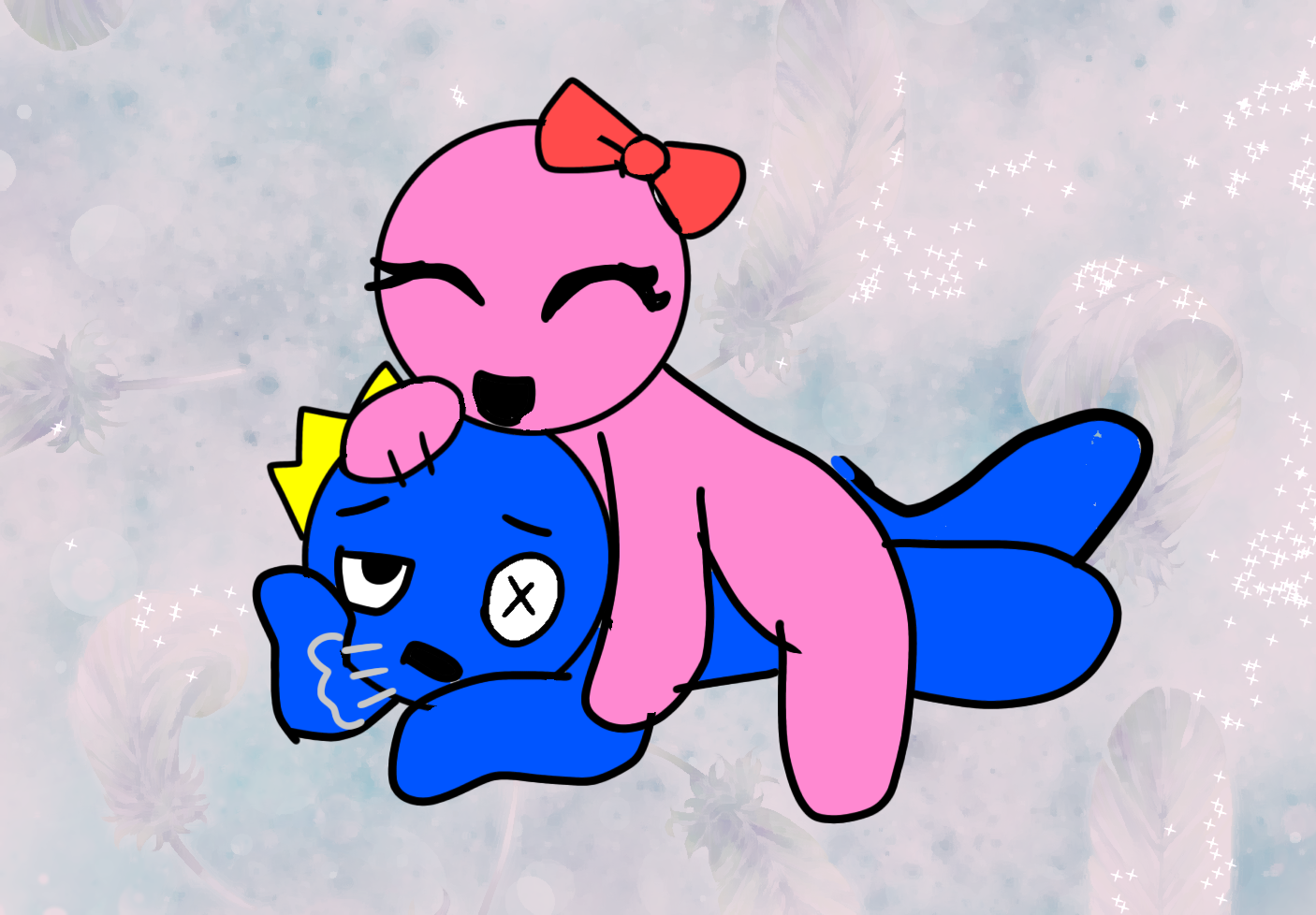 Blue and Pink Falls in LOVE?! Rainbow Friends Animation 