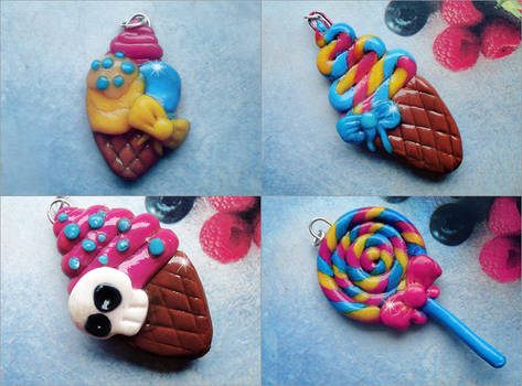 Lollipop and ice-cream charms