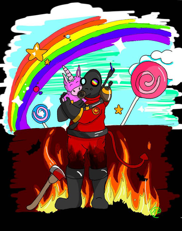pyro both sides by SmoothJazzSketchPony on DeviantArt