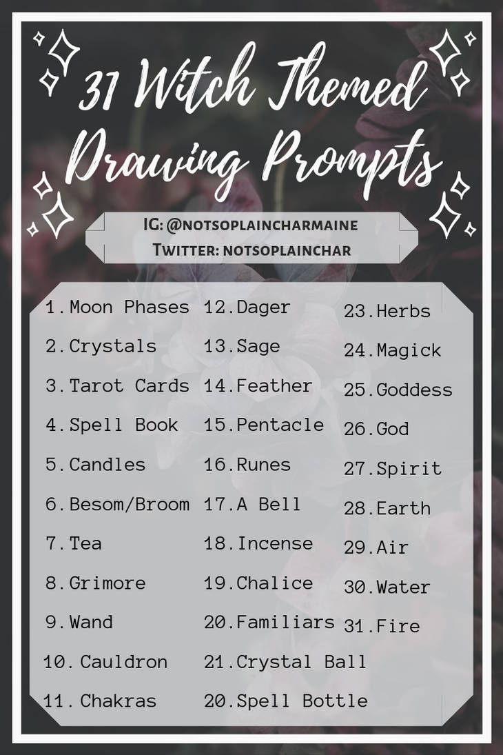 31 Drawing Prompts- Witch Edition by NotSoPlainCharmaine on DeviantArt