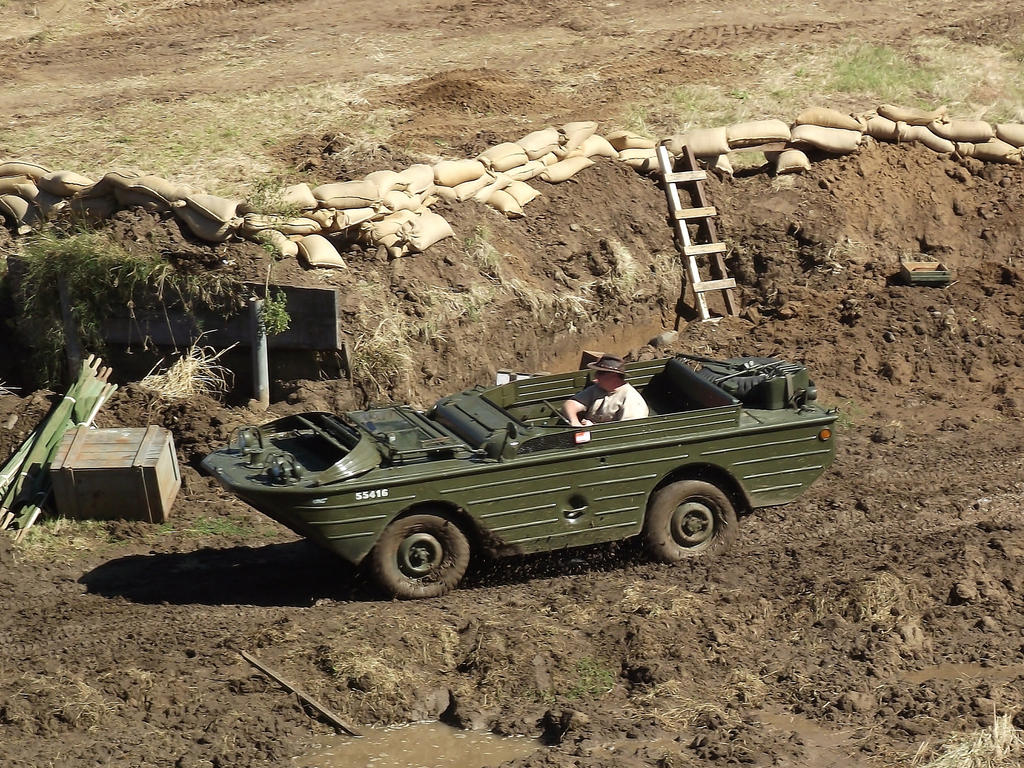 Amphibious Jeep in the mud