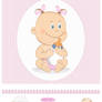 Cartoon baby girl with milk bottle