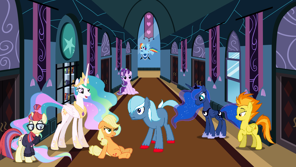 Cornered By Mares Inside Canterlot Castle