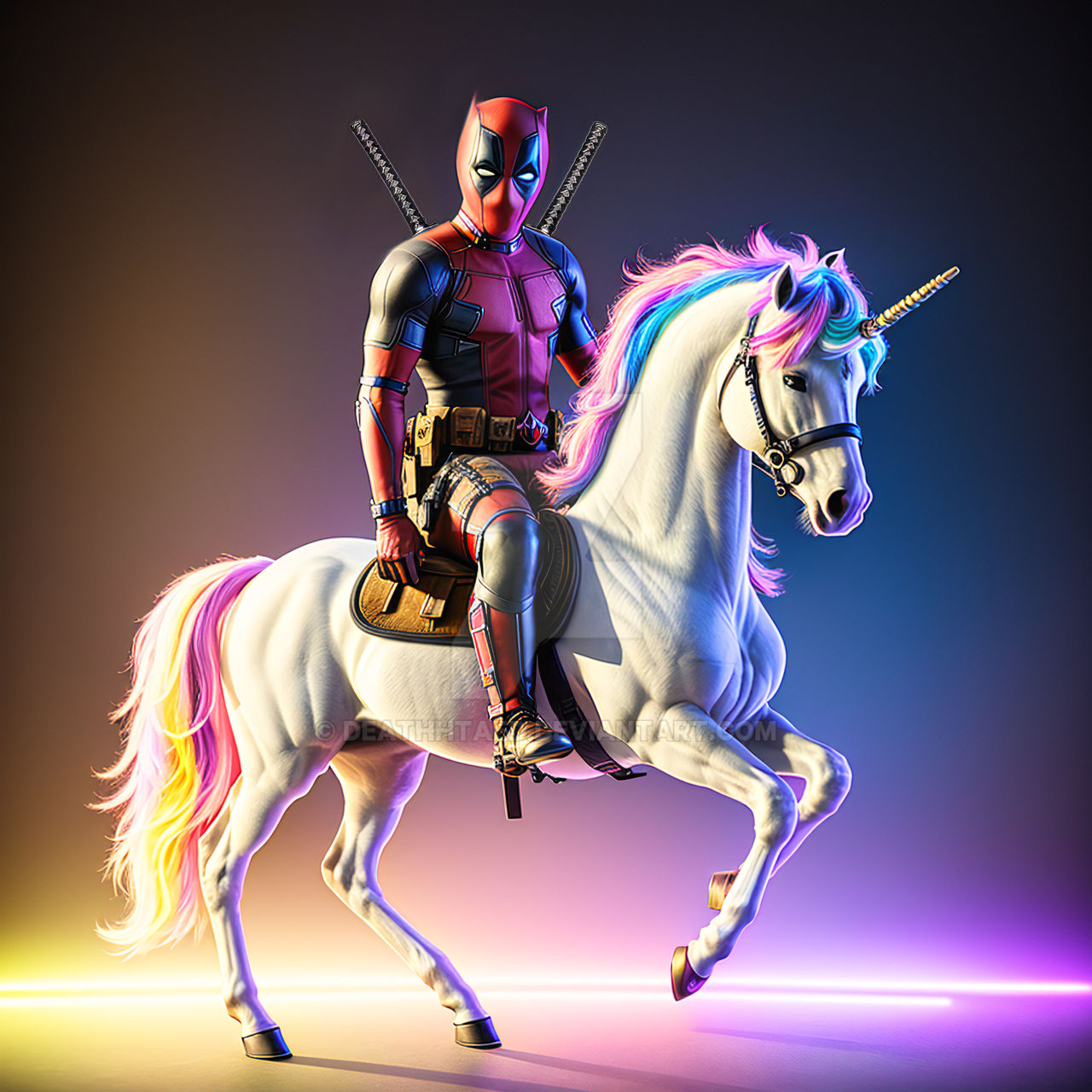 Deadpool Riding Unicorn Deadpool Unicorn 2 by deathhtaed on DeviantArt