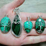 Malachite pendants.