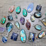Gemstone pendants.