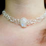 Wire crochet moonstone necklace.