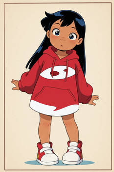 Lilo Pelekai Fanart Red Hoodie Cute