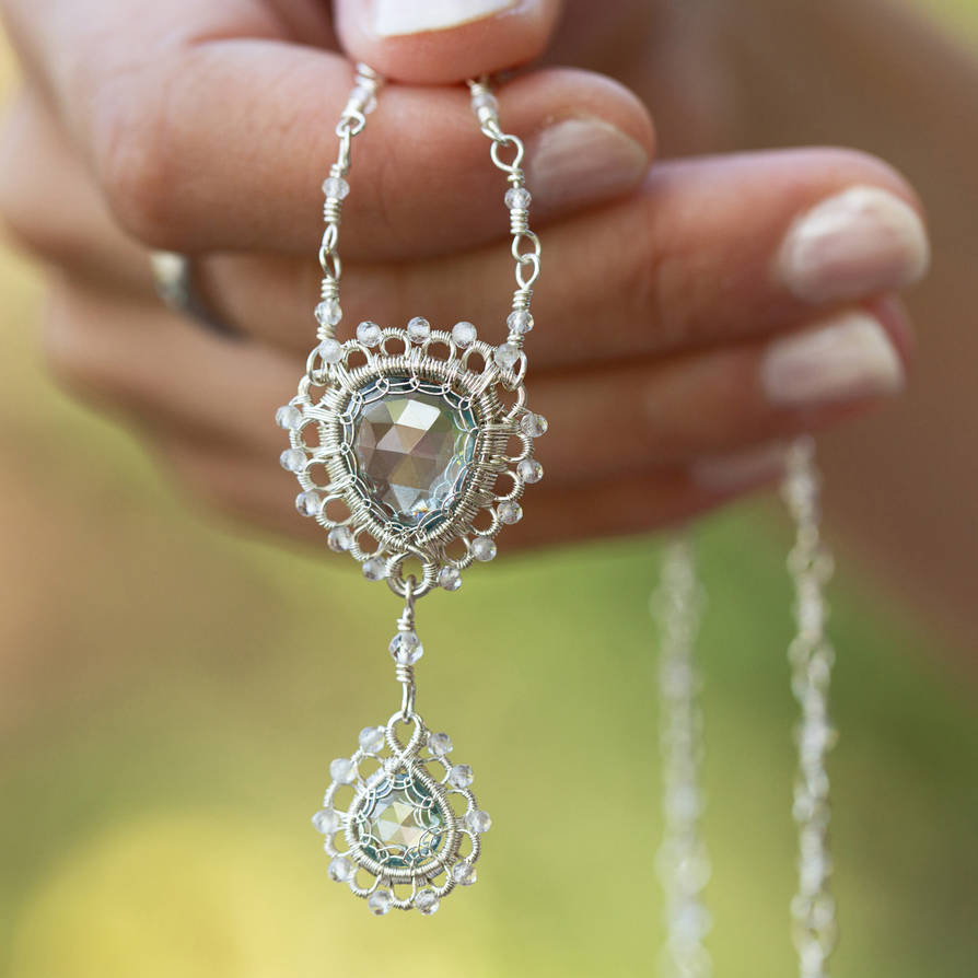 In lace - zircons and topazes in fine silver by NADYjewel In lace - zircons and topazes in fine silver by NADYjewel