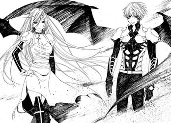 Tsukune and Moka Shinso Vampire Battle Forms