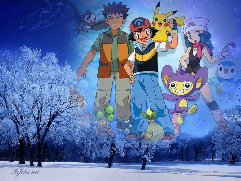 Download Ash Brock And Dawn Pokemon Background